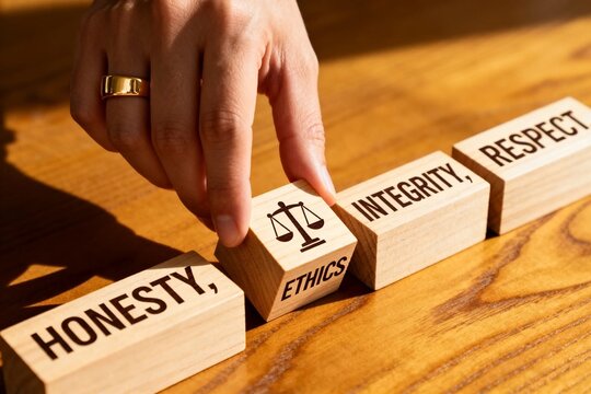 Hand Arranging Wooden Blocks with Ethics Values