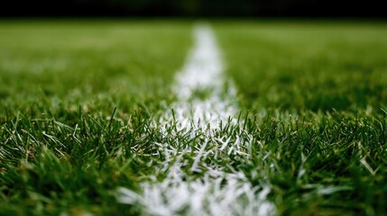 Naklejka premium Green grass field with a white line marking its boundary