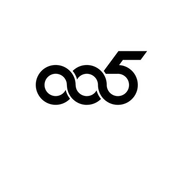Abstract black and white modern logo design featuring connected circular shapes leading to a stylized number five