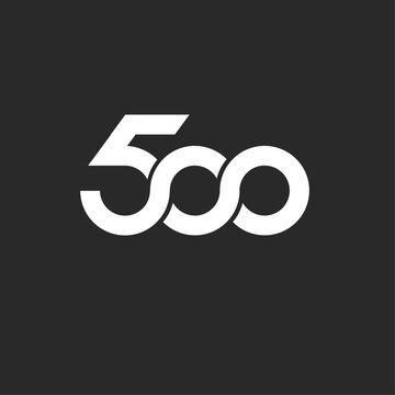 White 500 Number Logo with Intertwined Zeros, Abstract Graphic Design on Dark Grey Background