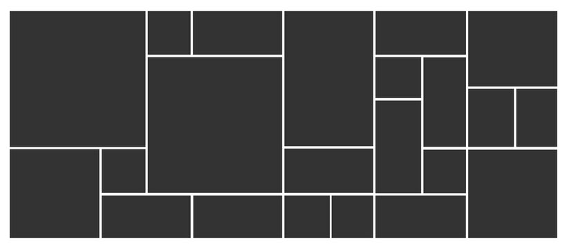 Creative vector Template Collage consisting of 22 frames for a photo of a square and rectangular shape.