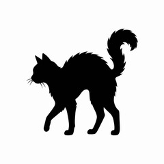 Black cat silhouette, feline icon, animal design, pet graphic isolated on White Background © ALMAAKTER