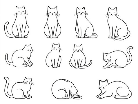 vector set of cats