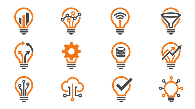 Innovation Technology Light Bulb Icons.