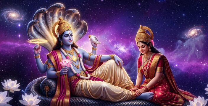 Lord Vishnu and Lakshmi &ndash; Vaikuntha Divine Blessing
