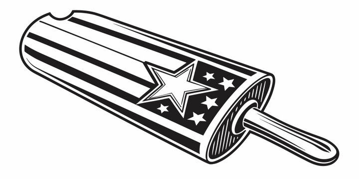 Black silhouette of star-spangled popsicle on white background