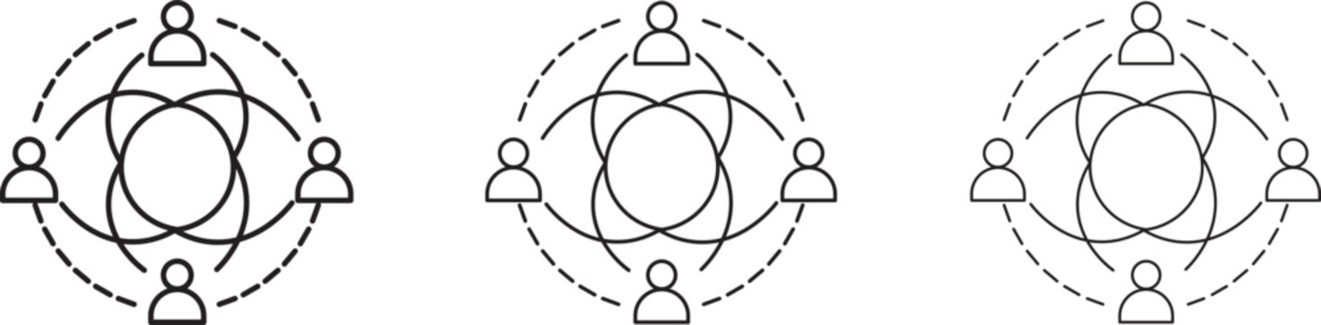 Team networking and connected circle icon for professional group
