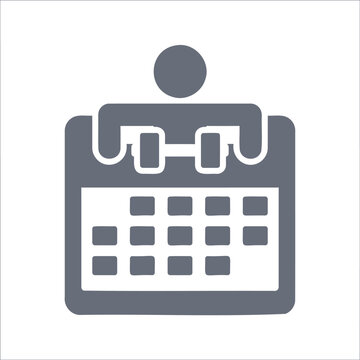 Calendar icon representing a person doing exercise or fitness workout schedule