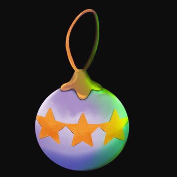 Boules de No&euml;l violettes avec &eacute;toiles or, sur fond noir, d&eacute;coration sapin, no&euml;l, fichier PNG, transparent	
