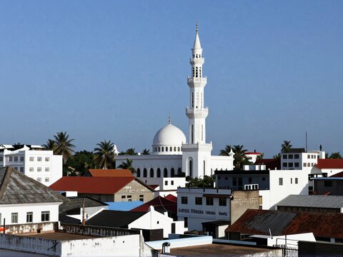 Mosque Minaret Skyline in Stone Town Zanzibar