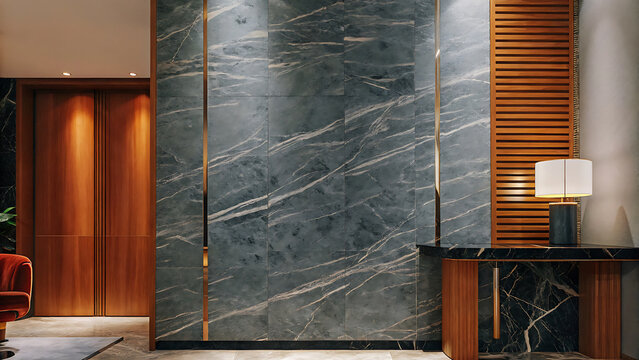 Modern interior wall cladding with natural green marble stone