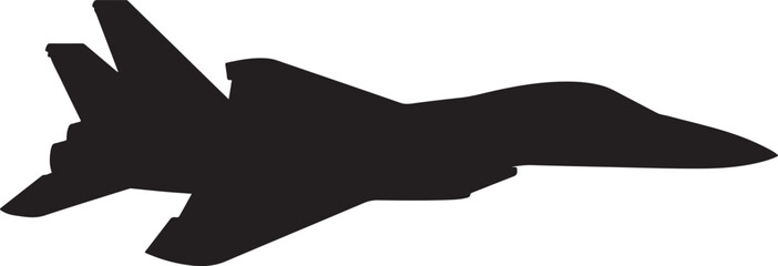 Black Fighter Jet Silhouette With Twin Tails Military Aircraft Side Profile © Khilal