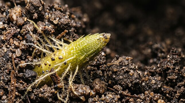 Creative Springtail insect, tiny arthropod, soil dweller, small invertebrate, green color 2k