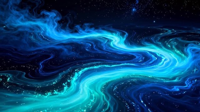 Cosmic nebula with swirling blue and teal patterns