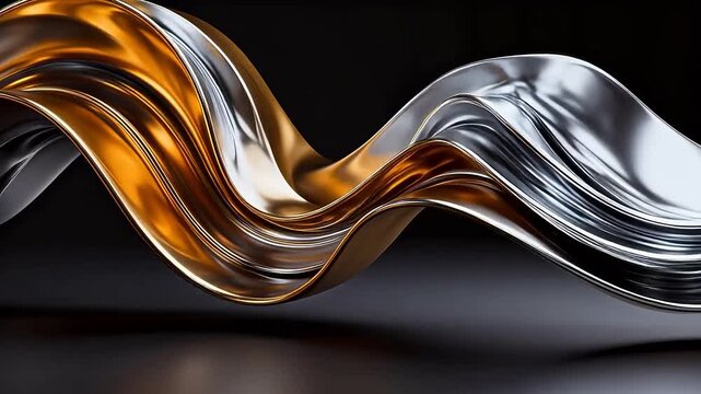 Abstract flowing metallic forms