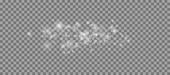 Starry night sky overlay template with realistic cosmic light leaks. Deep space abstract texture with glowing white magic elements and bright dust particles for digital design art. © Yulia