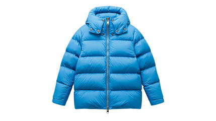 Blue Puffer Jacket with Zipper and Hood © Lubos