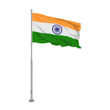 Indian flag waving on pole vector 