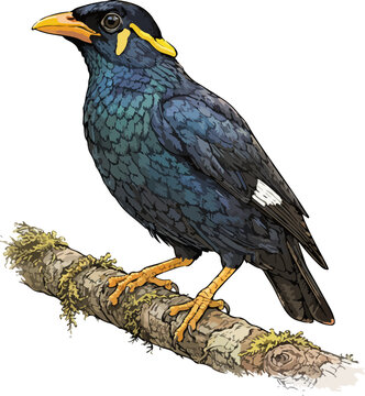 Gracula religiosa illustration art