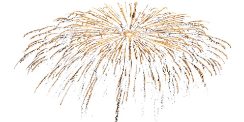Naklejka premium Single golden firework explosion isolated on white background with firework explosion celebration isolated pyrotechnics background abstract