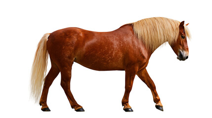 Brown horse with blonde mane and tail walking © Elvin