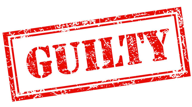 Red distressed stamp with the word GUILTY