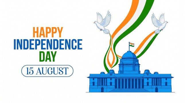Happy independence day india celebration with train and building on august 15
