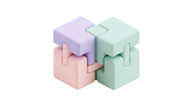 Interlocking cube puzzle toy with pastel colors