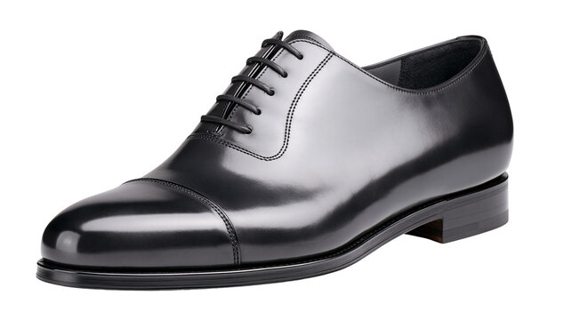 Black leather cap toe oxford dress shoe