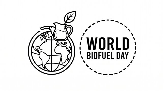 World biofuel day logo with globe and plant illustration eco friendly campaign