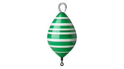Green and white striped fishing bobber with metal loop © Isolde