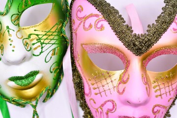 mardi gras carnival masks on black background  © Adriana