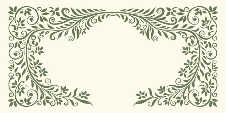 Floral ornament vector illustration with swirling leaves and a cream background