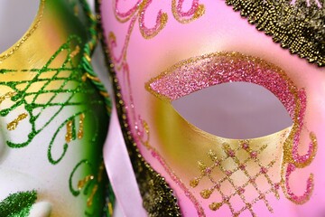mardi gras carnival masks on black background  © Adriana