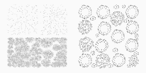 four hand drawn shrubs and bushes on transparent background plants vegetation botanical illustration vector nature landscape design © Debashis