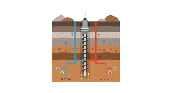 Geothermal Energy System Diagram: Drilling for Earth Heat