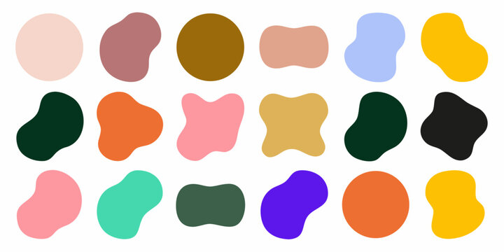 vibrant collection of colorful organic blob shapes on white background abstract art design pattern modern graphic element