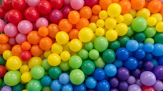 Vibrant rainbow colored plastic balls