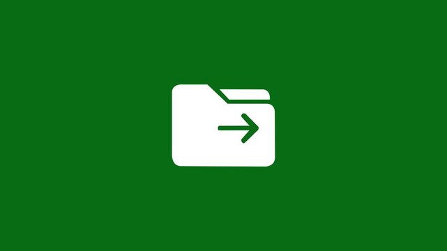  Minimalist White Folder Icon with Animation  Export Arrow on Green Screen Background. White File Forwarding and Send Folder Animation  Graphic Element on Green Background 4k stock video.  