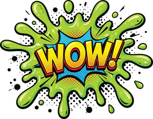 Fototapeta premium WOW Comic Book Pop Art Slime Splat Speech Bubble Vector Set