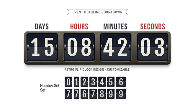 Retro Flip Clock Countdown Timer with Split Flap Number Display
