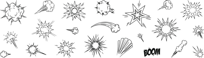 Black and white comic book explosion and motion effect boom sound effect © MDSHAHIN