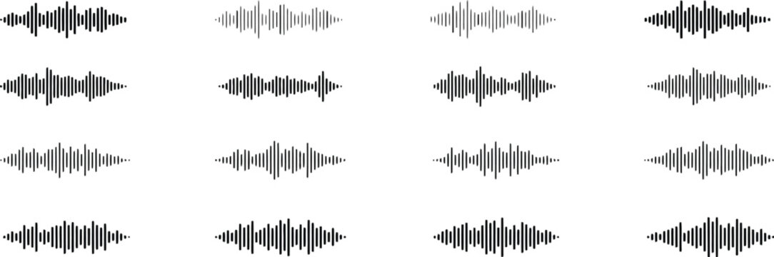 Collection of sixteen black sound wave  audio