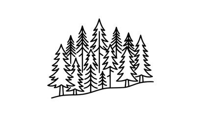 Obraz premium Evergreen Taiga Forest Thin Line Vector Icon Editable Stroke