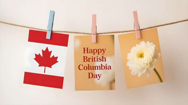 British columbia day civic holiday celebration with canadian flag and flowers