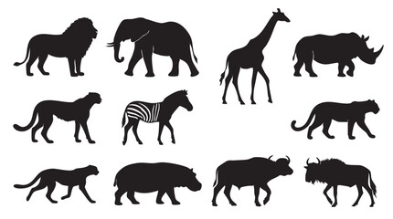 Obraz premium Cat Silhouette Icon Set with Multiple Breeds and Poses, Flat Black Shape Design for Pet Care Concept, Graphic Design, and Educational Materials