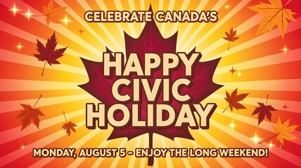 Happy civic holiday canada august long weekend celebration graphic