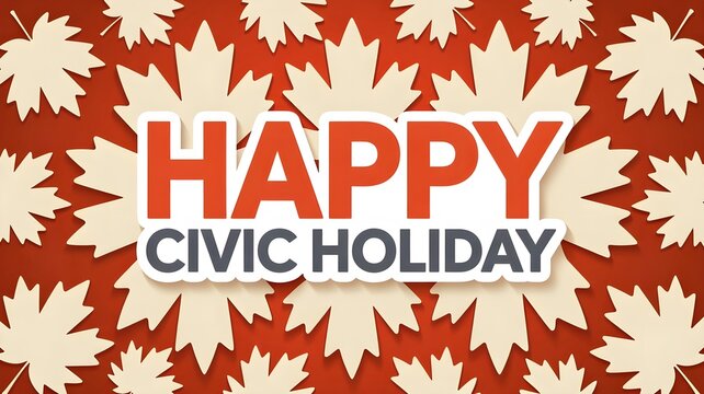 Happy civic holiday greeting with autumn maple leaves festive background