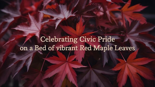 Civic holiday celebration vibrant red maple leaves autumnal background
