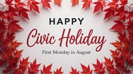 Civic holiday greeting with maple leaves first monday in august celebration